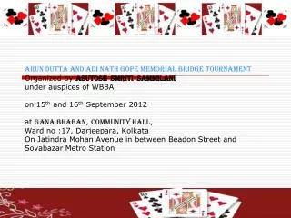 Arun Dutta and Adi Nath Gope Memorial Bridge Tournament