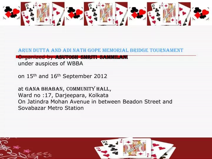 arun dutta and adi nath gope memorial bridge tournament