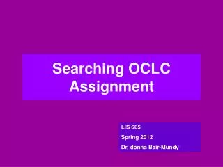 Searching OCLC Assignment