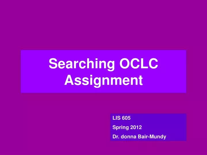 searching oclc assignment