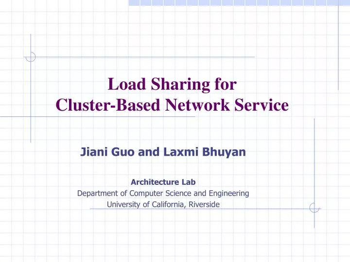 load sharing for cluster based network service