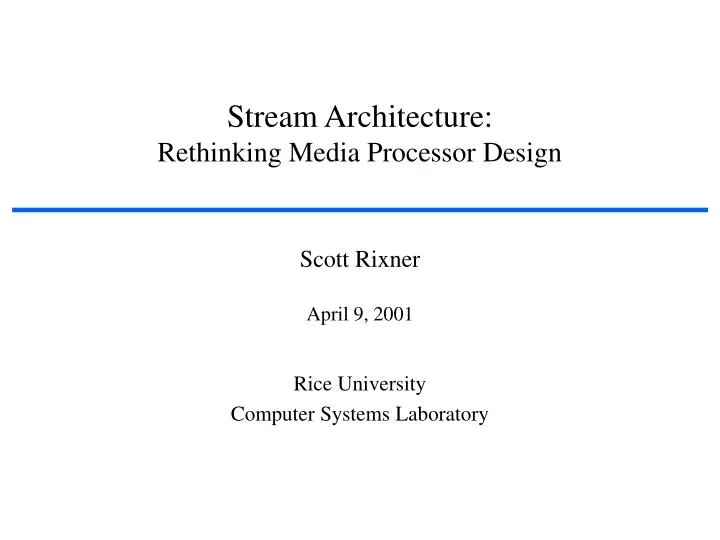 stream architecture rethinking media processor design