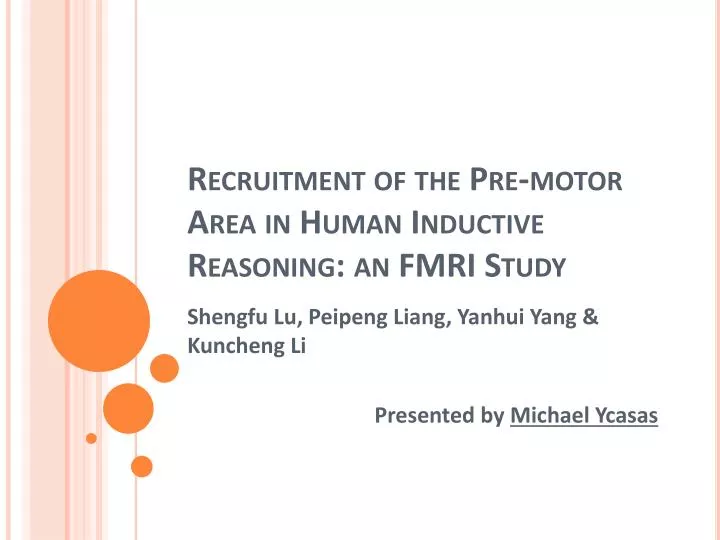 recruitment of the pre motor area in human inductive reasoning an fmri study