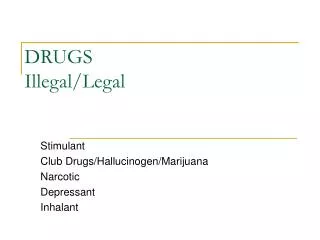 DRUGS Illegal/Legal