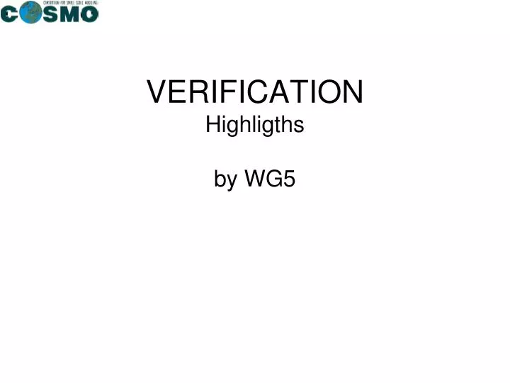 verification highligths by wg5