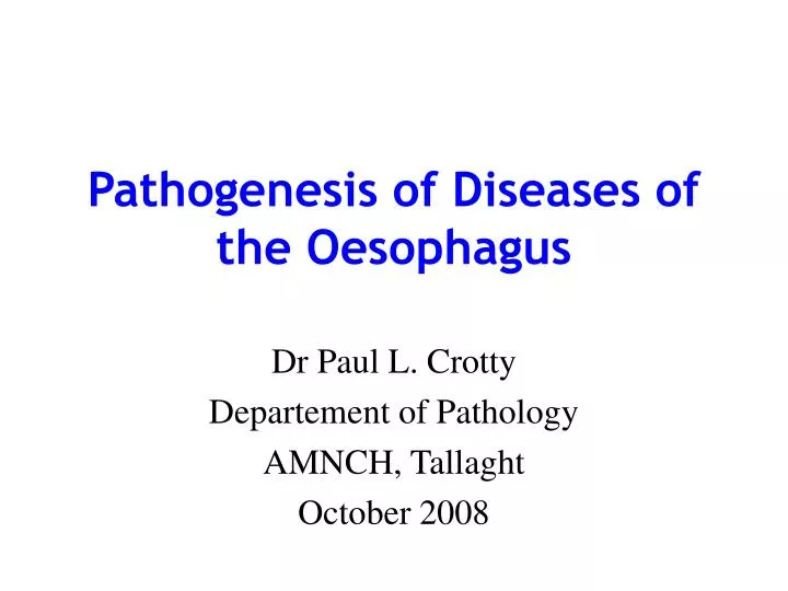 pathogenesis of diseases of the oesophagus