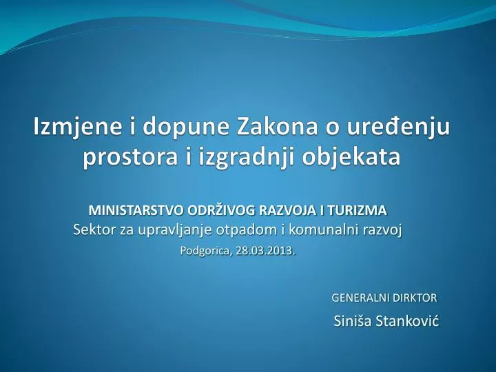 izmjene i dopune zakona o ure enju prostora i izgradnji objekata