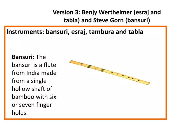 version 3 benjy wertheimer esraj and tabla and steve gorn bansuri