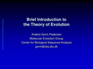 Brief Introduction to the Theory of Evolution