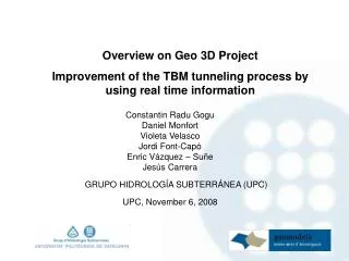 Overview on Geo 3D Project