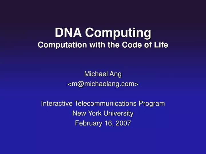 dna computing computation with the code of life