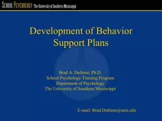 Development of Behavior Support Plans