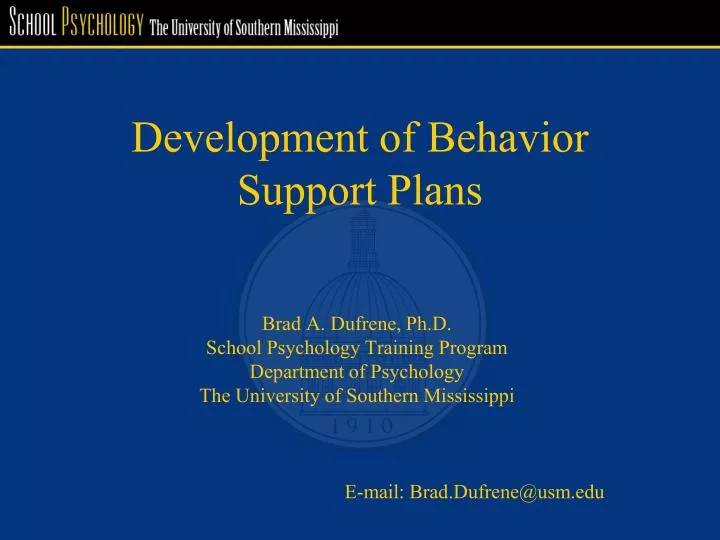 development of behavior support plans