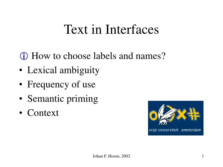 text in interfaces