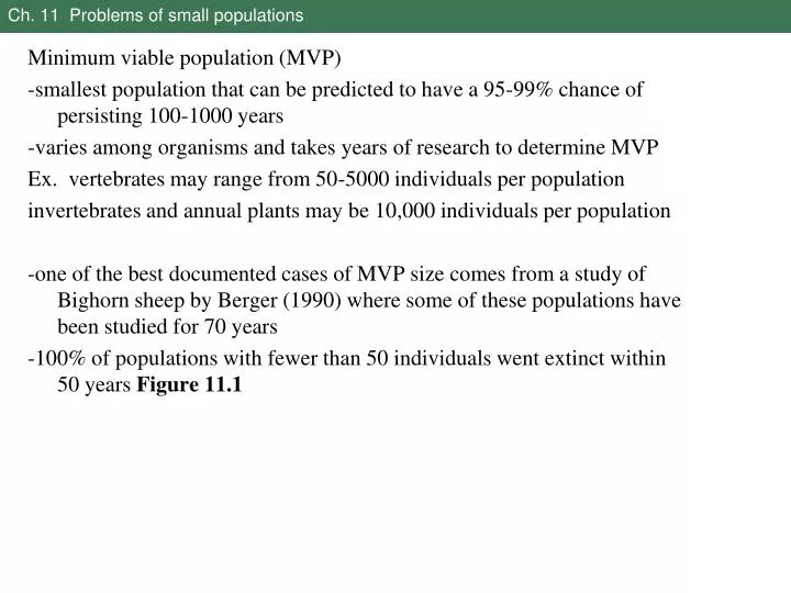 ch 11 problems of small populations