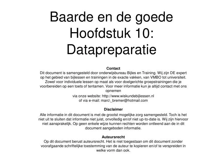 baarde en de goede hoofdstuk 10 datapreparatie