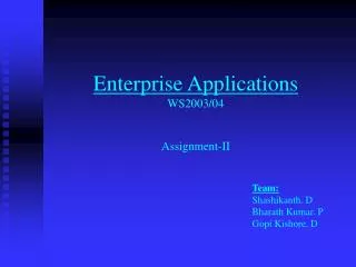 Enterprise Applications WS2003/04 Assignment-II