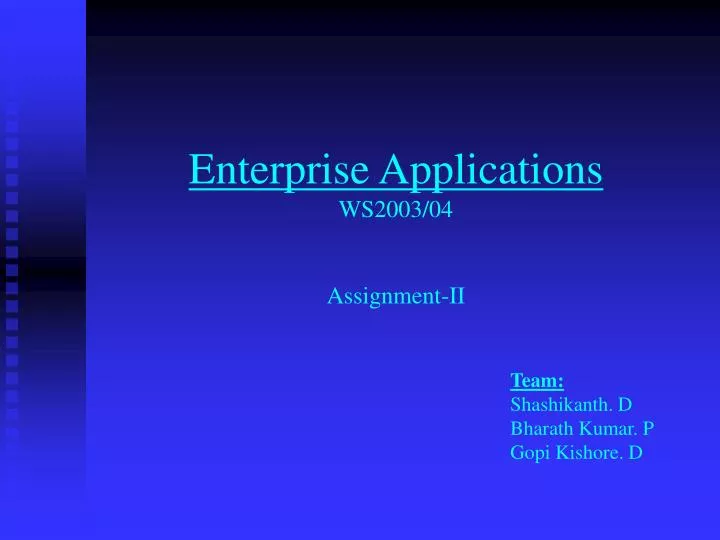 enterprise applications ws2003 04 assignment ii