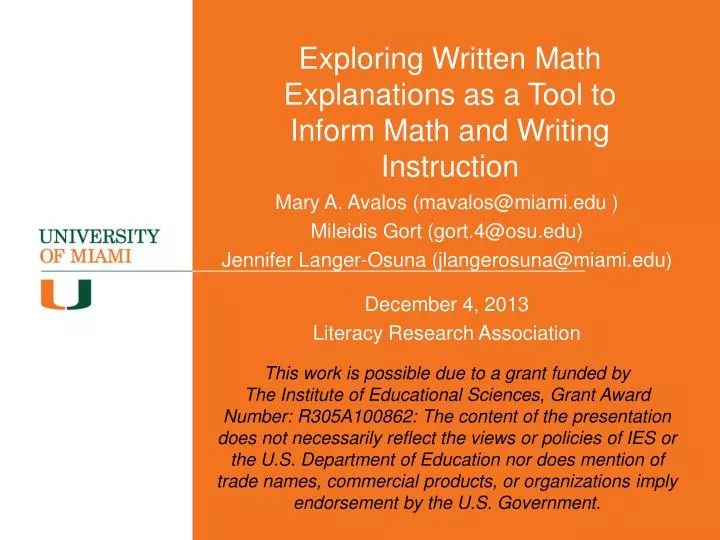exploring written math explanations as a tool to inform math and writing instruction