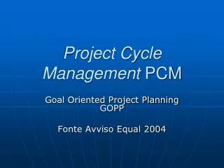 project cycle management pcm