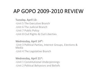 AP GOPO 2009-2010 REVIEW