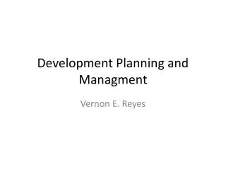 Development Planning and Managment