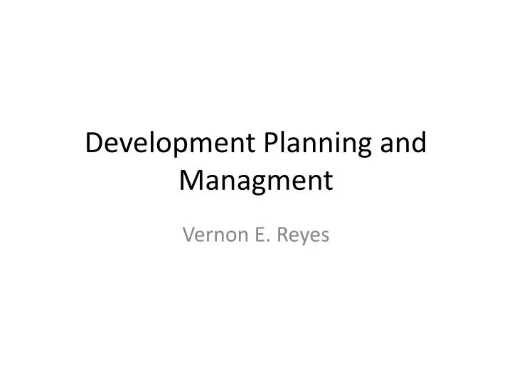 development planning and managment