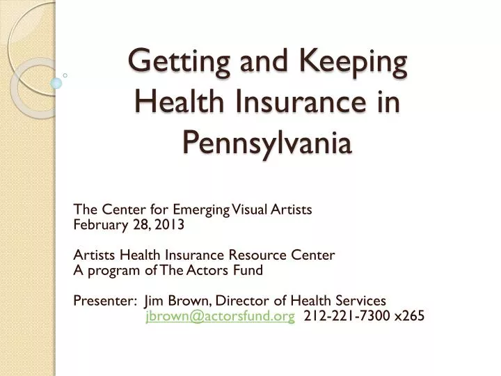 getting and keeping health insurance in pennsylvania