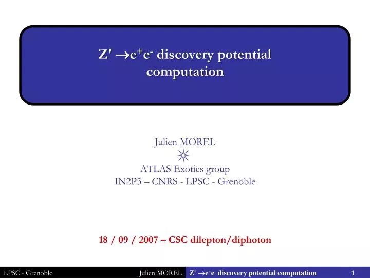 z e e discovery potential computation