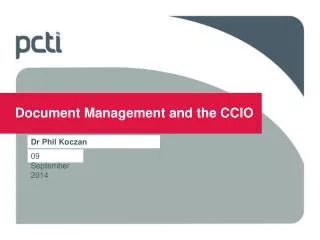 Document Management and the CCIO