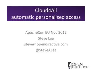 Cloud4All automatic personalised access