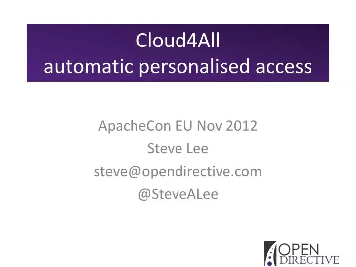 cloud4all automatic personalised access