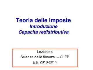 teoria delle imposte introduzione capacit redistributiva