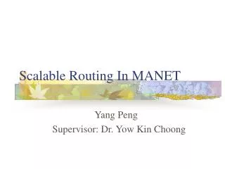 Scalable Routing In MANET