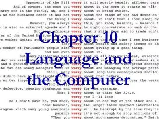 Chapter 10 Language and the Computer