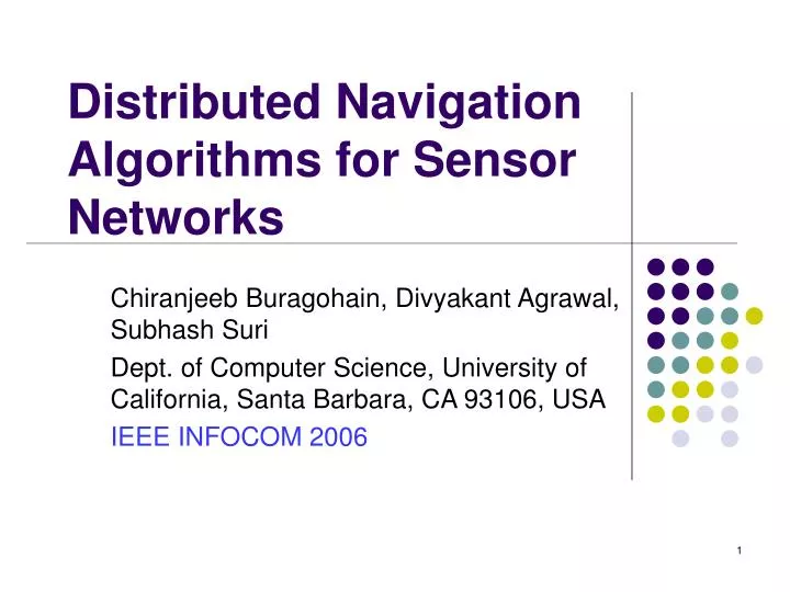 distributed navigation algorithms for sensor networks