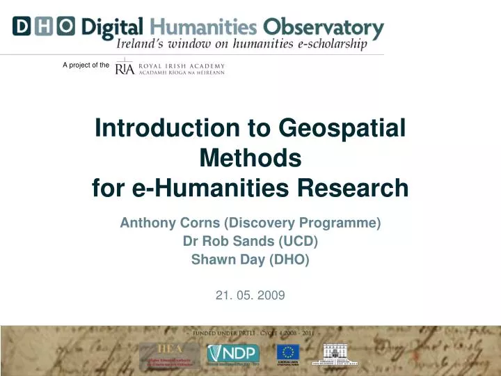 introduction to geospatial methods for e humanities research