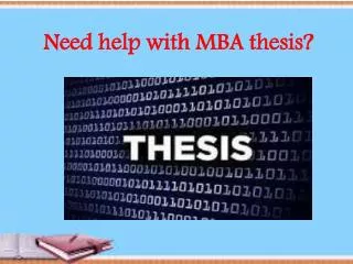 Need help with MBA thesis?