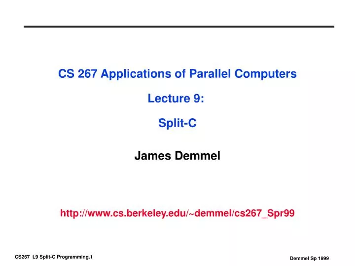 cs 267 applications of parallel computers lecture 9 split c