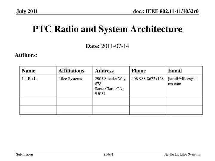 ptc radio and system architecture