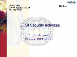 ETSI Security activities