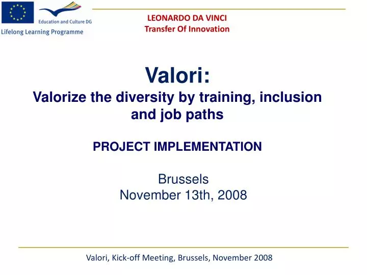 valori valorize the diversity by training inclusion and job paths project implementation