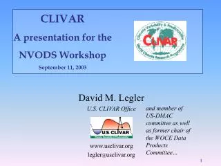 David M. Legler U.S. CLIVAR Office usclivar legler @ usclivar