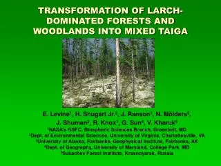 TRANSFORMATION OF LARCH-DOMINATED FORESTS AND WOODLANDS INTO MIXED TAIGA