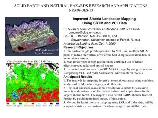 Improved Siberia Landscape Mapping Using SRTM and VCL Data