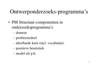 ontwerponderzoeks programma s
