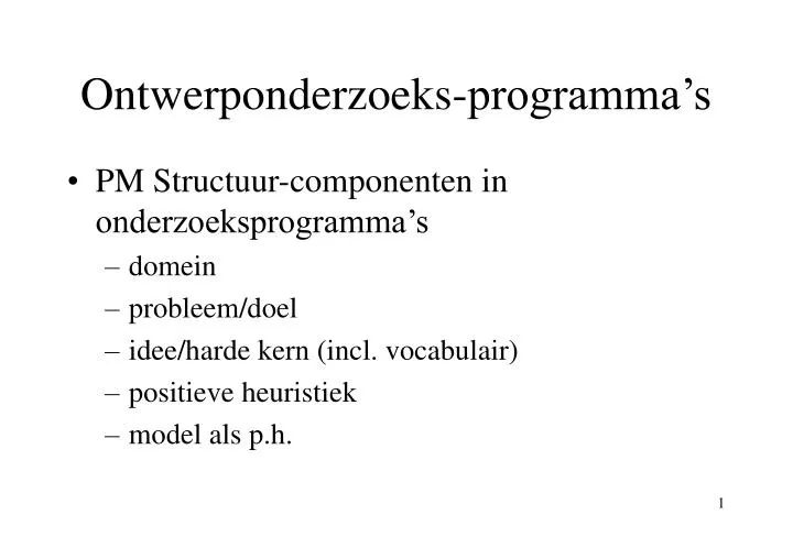 ontwerponderzoeks programma s