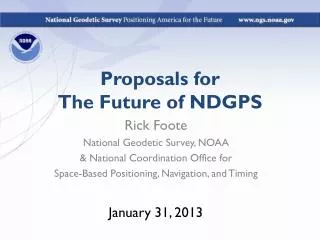 Proposals for The Future of NDGPS