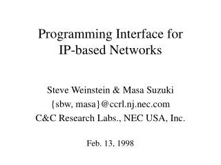 Programming Interface for IP-based Networks