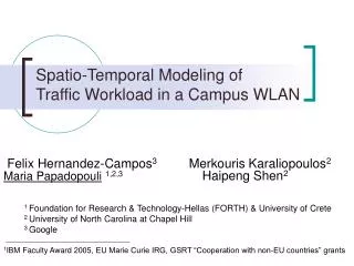 Spatio-Temporal Modeling of Traffic Workload in a Campus WLAN